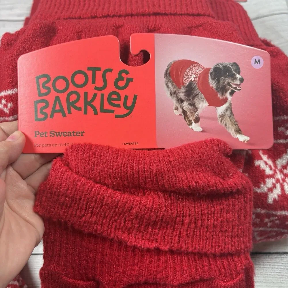 Boots & Barkley Red White Argyle Knit Pet Sweater M Up To 40 Lbs Christmas NEW